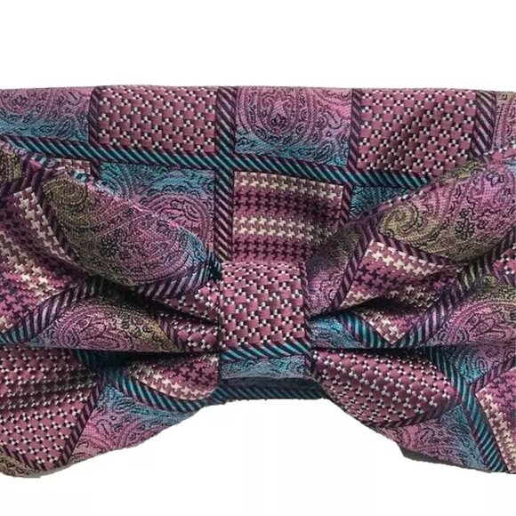 Stacy Adams Men's Bow Tie Hanky N Rose Black Turquoise Beige Lime Pretied 2.5" - Picture 3 of 3